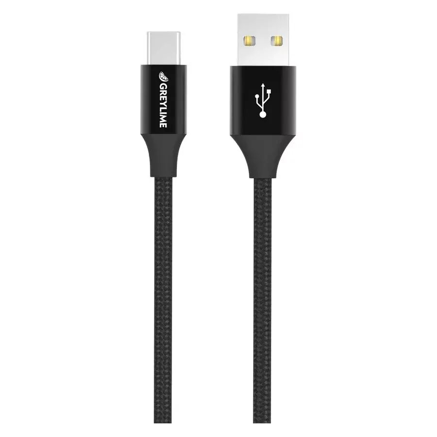 GreyLime Flettet (3A/15W) USB-C Kabel 1 meter - Svart