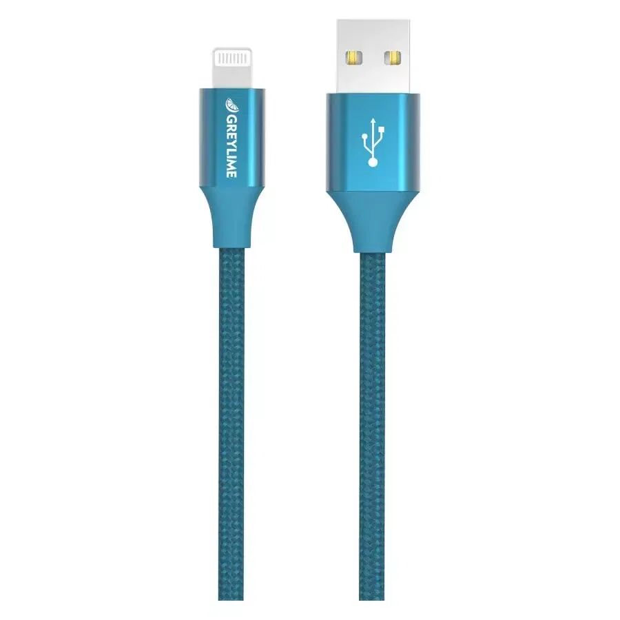 GreyLime Flettet USB-A til Lightning Kabel 2 meter - Blå