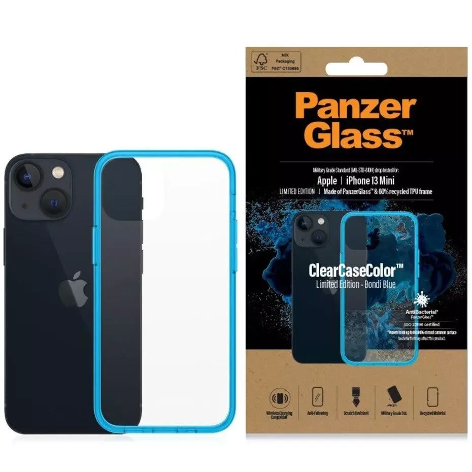 PanzerGlass iPhone 13 Mini Deksel PanzerGlass ClearCase Antibakteriell - Bondi Blue Limited Edition