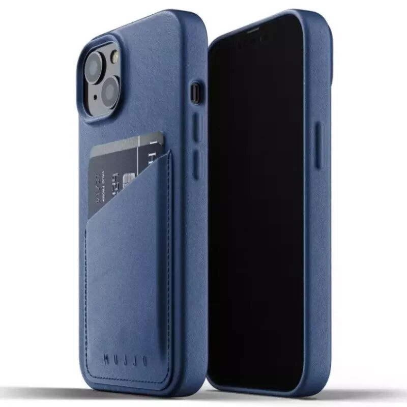 Mujjo iPhone 13 Vegan Leather Wallet Deksel - Monaco Blå