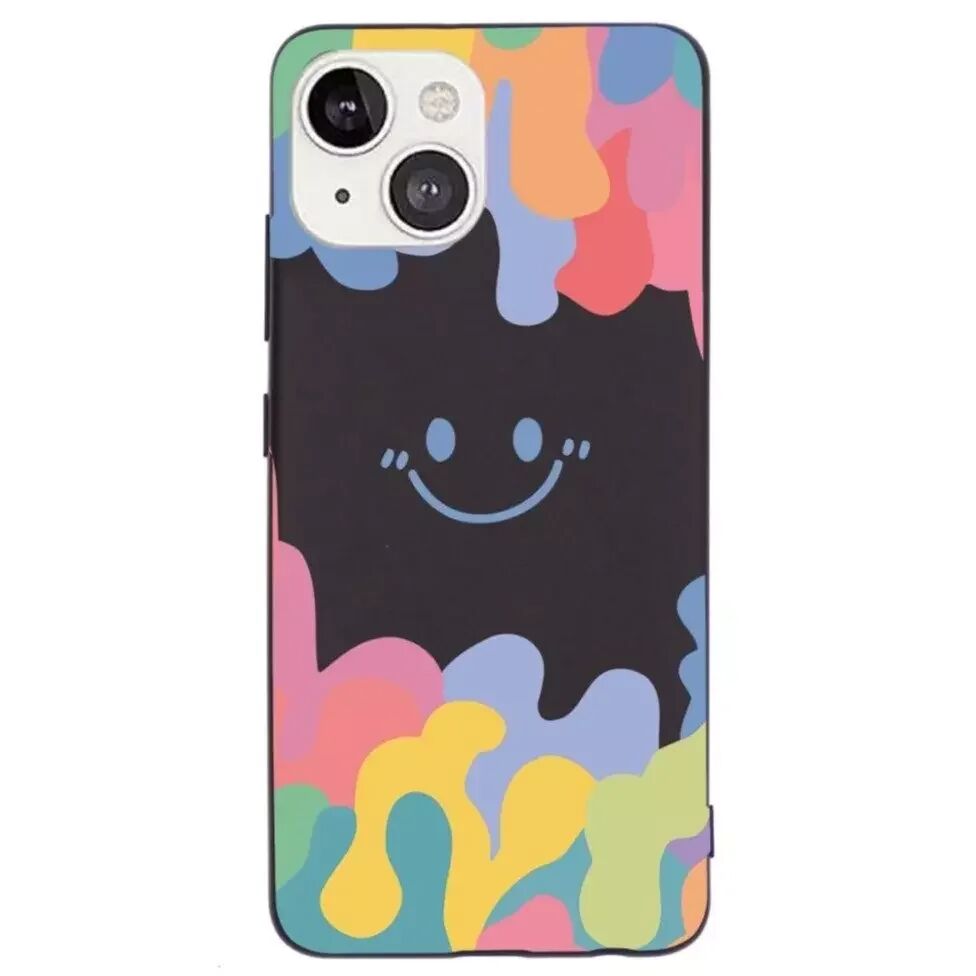INCOVER iPhone 13 Fleksibelt Silikon Deksel - Fargerik Smiley - Svart