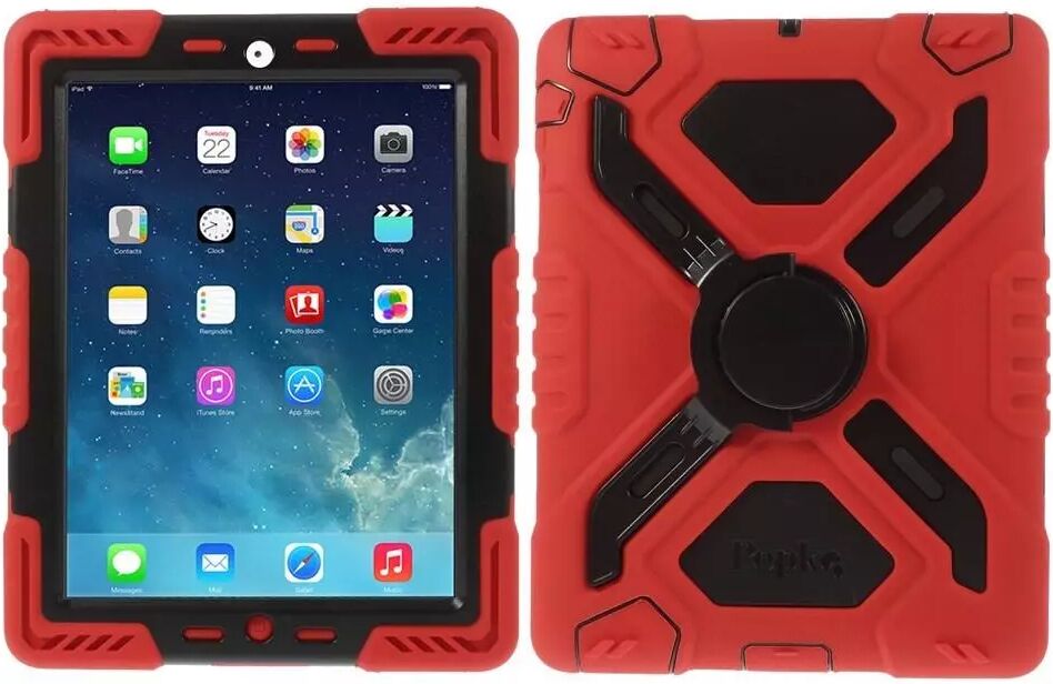 Pepkoo iPad 2 / iPad 3 / iPad 4 Retina Pepkoo Spider POWER-PROOF Deksel med Stativ Rød / Svart