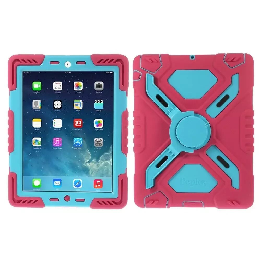 Pepkoo iPad 2 / iPad 3 / iPad 4 Retina Pepkoo Spider POWER-PROOF Deksel med Stativ Pink / Blå