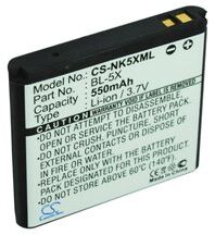 Nokia 8800 (550 mAh 3.7 V, Sort)