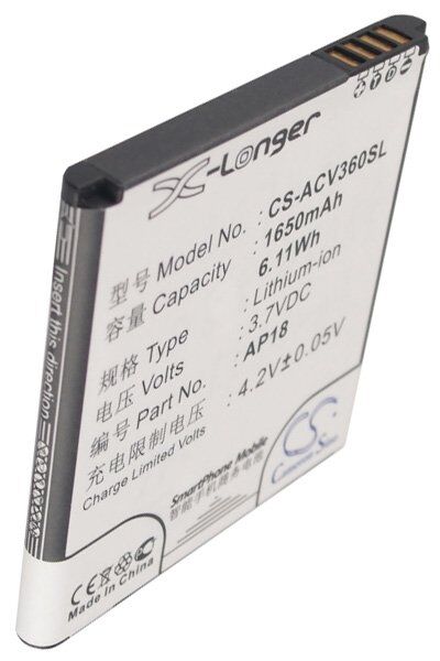 Acer Batteri (1650 mAh 3.7 V) passende til Batteri til Acer V360