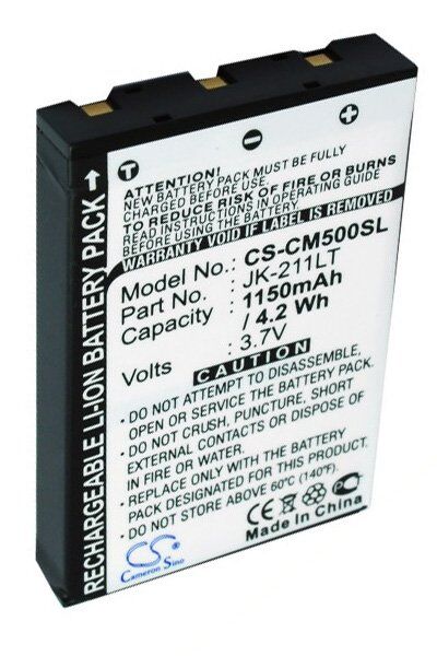CAS. Batteri (1150 mAh 3.7 V, Sort) passende til Batteri til CAS. Cassiopeia EM500