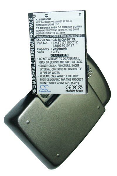 Mitac Batteri (2400 mAh 3.7 V, Sort) passende til Batteri til Mitac Mio A501