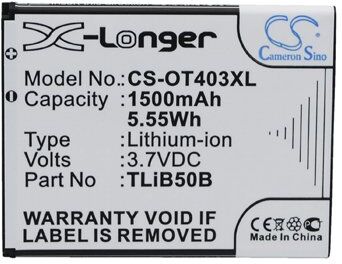 Alcatel Batteri (1500 mAh 3.7 V, Sort) passende til Batteri til Alcatel OT-4030D