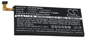 Alcatel Batteri (2000 mAh 3.8 V, Sort) passende til Batteri til Alcatel OT-5056D