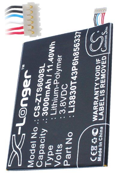 ZTE Batteri (3000 mAh 3.8 V) passende til Batteri til ZTE G719C Dual SIM