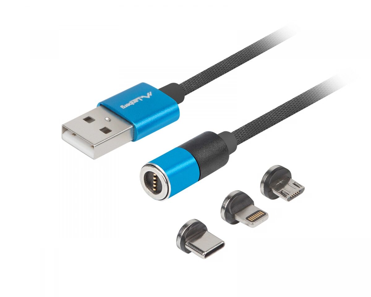 Lanberg 3in1 Premium Magnetisk Kabel QC 3.0 - Blå