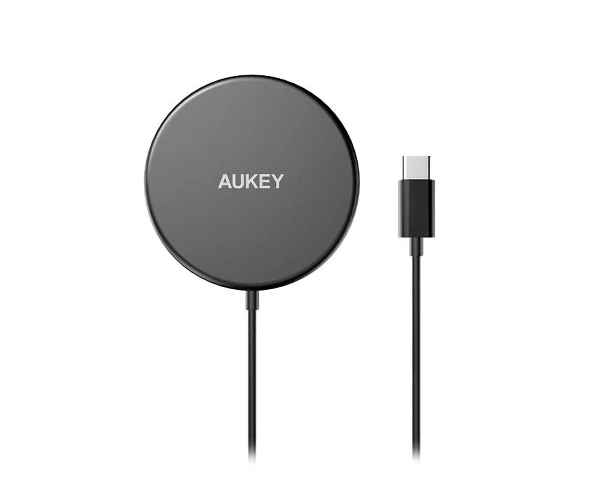 Aukey Magnetic Wireless Charger 15 W - Trådløs Qi Ladeplate Svart