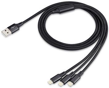 Andersson 3 Lightning in 1 Braided USB Cable 1,2M 3A Black