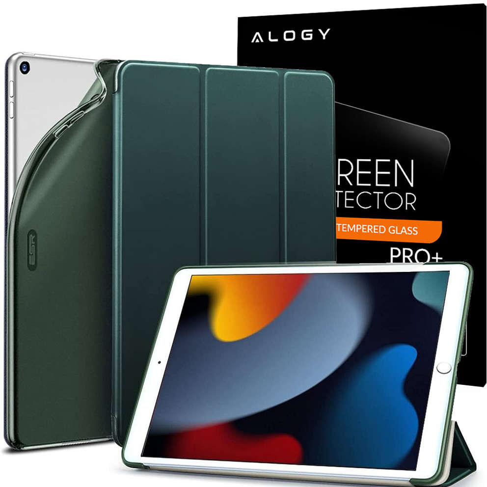 Etui na tablet ESR Rebound Slim do Apple iPad 9 8 7 10.2 2019 /2020 /2021 Forest Green + Szkło