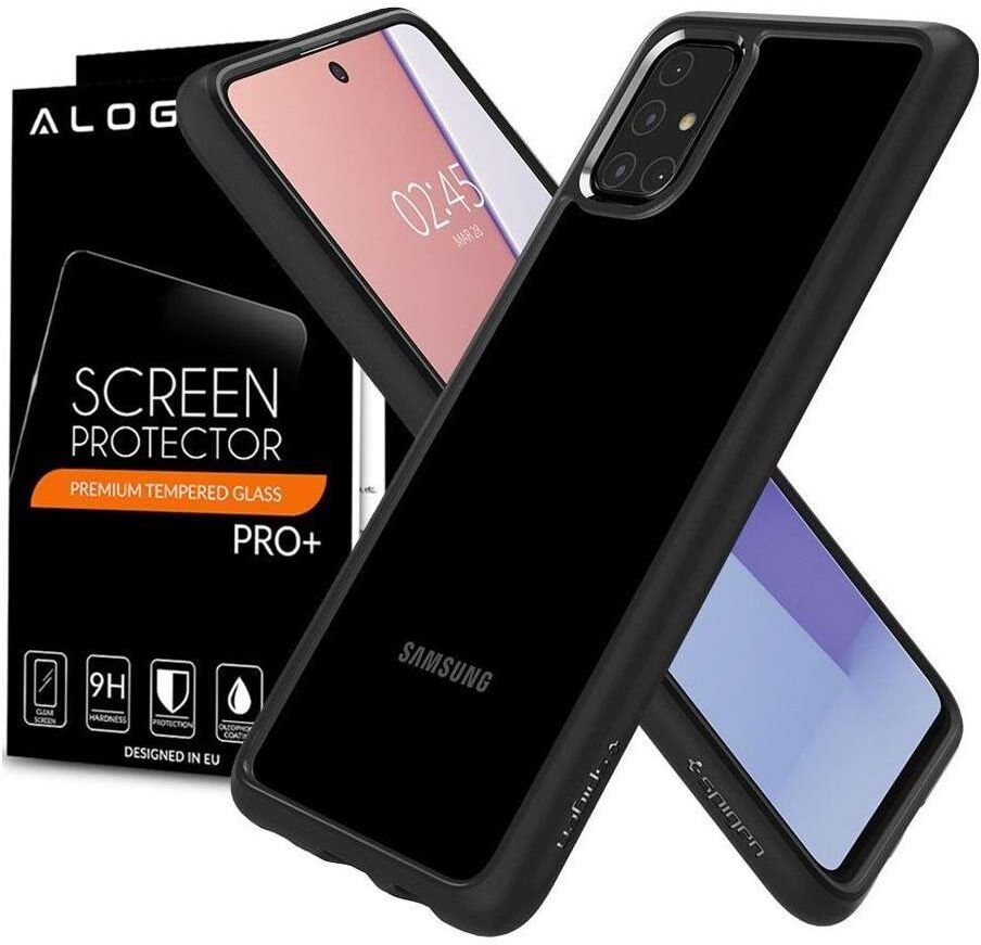 Spigen Etui Spigen Ultra Hybrid do Samsung Galaxy M31s Matte Black + Szkło Alogy