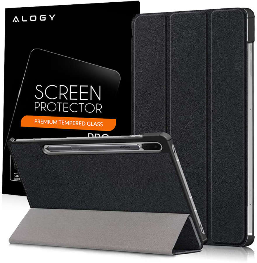 Alogy Etui z klapką Alogy Book Cover do Galaxy Tab S7 FE 5G 12.4 T730/T736B Czarny + Szkło