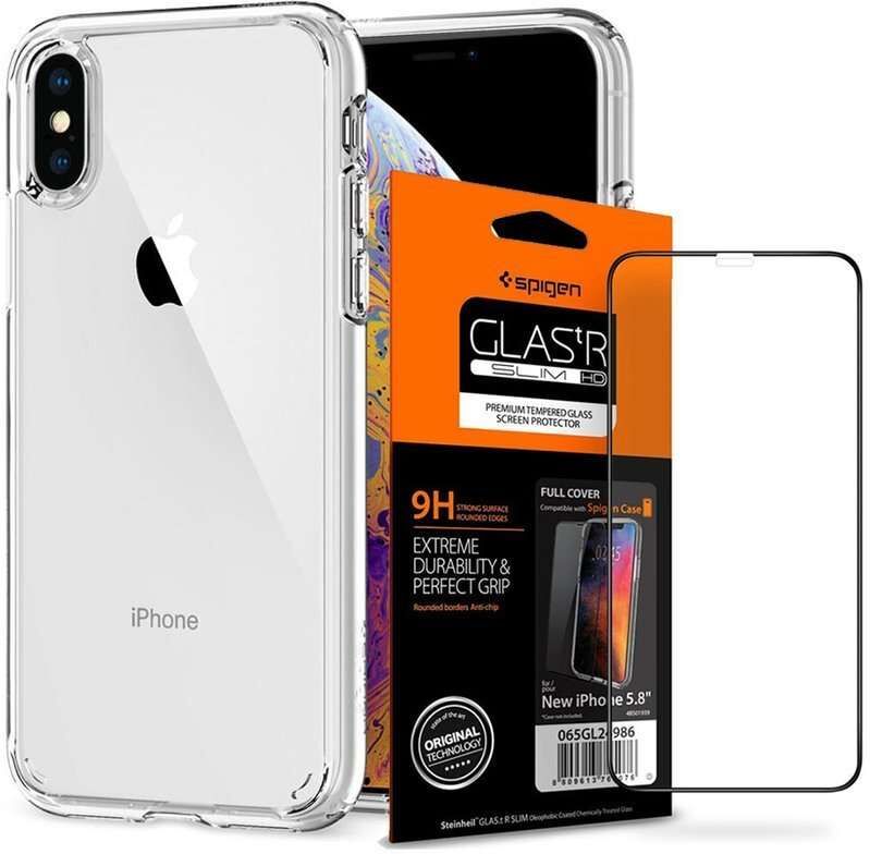 Spigen Etui Spigen Ultra hybrid Apple iPhone X / Xs Crystal Clear + Szkło Spigen