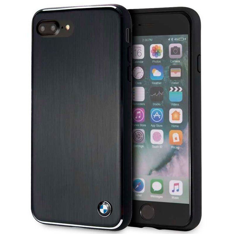 Cool funda licencia bmw aluminio negra para iphone 6 plus/7 plus/8 plus