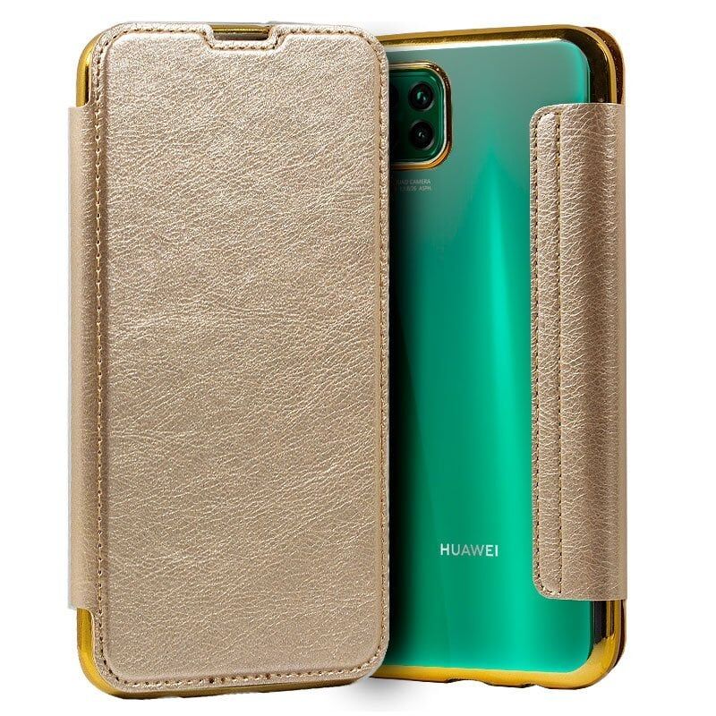 Cool funda flip cover leather dorado para huawei p40 lite