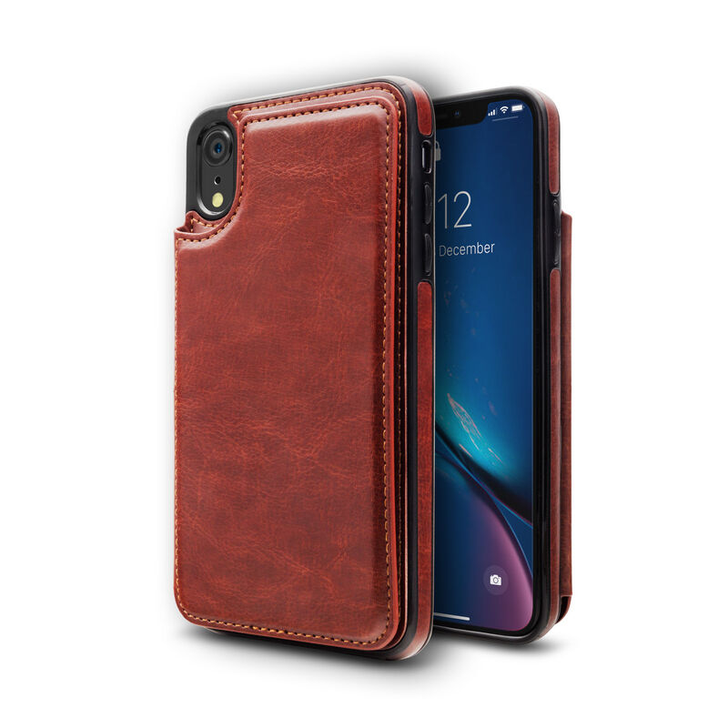 Unotec wallex funda de piel marrón para iphone xr