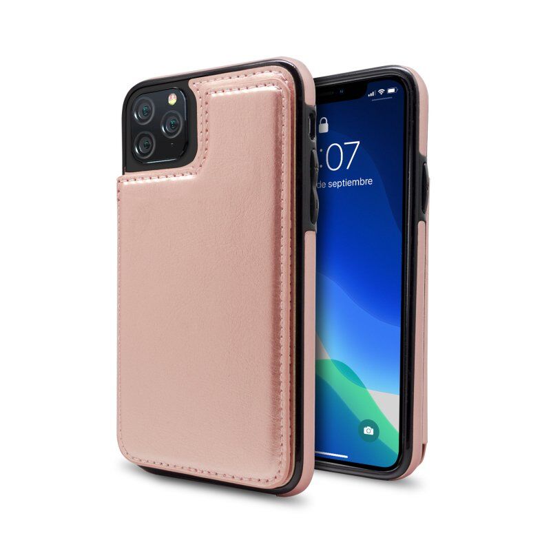Nueboo wallex funda de piel rosa dorado para iphone 11 pro