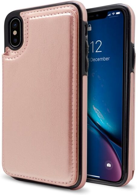 Nueboo wallex funda de piel rosa dorado para iphone xs max