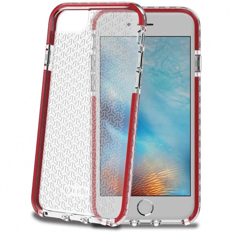 Celly hexagon funda rugerizada roja para apple iphone 7/8/se 2020