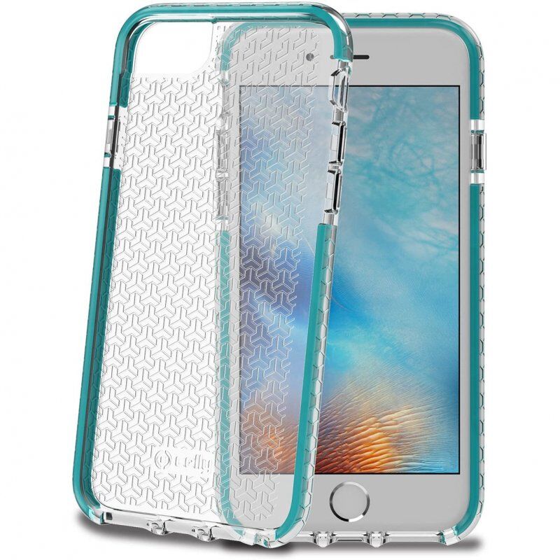 Celly hexagon capa rugerizada turquesa para apple iphone 7/8/se 2020