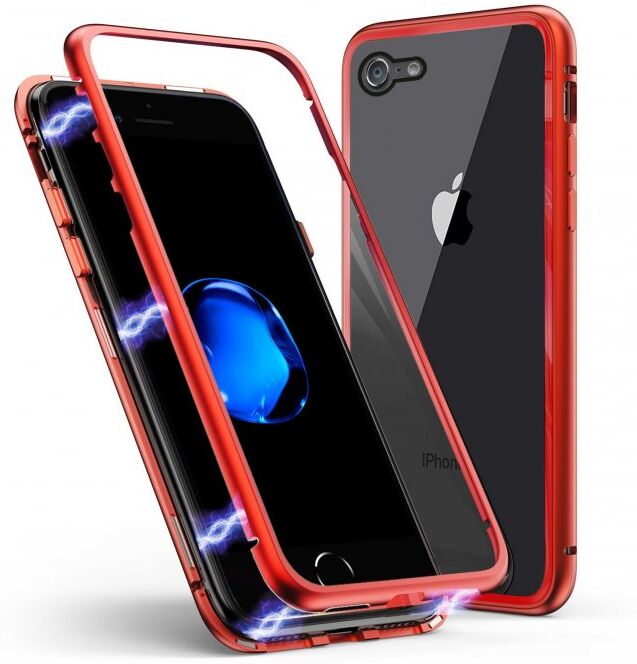 Unotec capa magnética com vidro temperado vermelha para iphone 6/6s