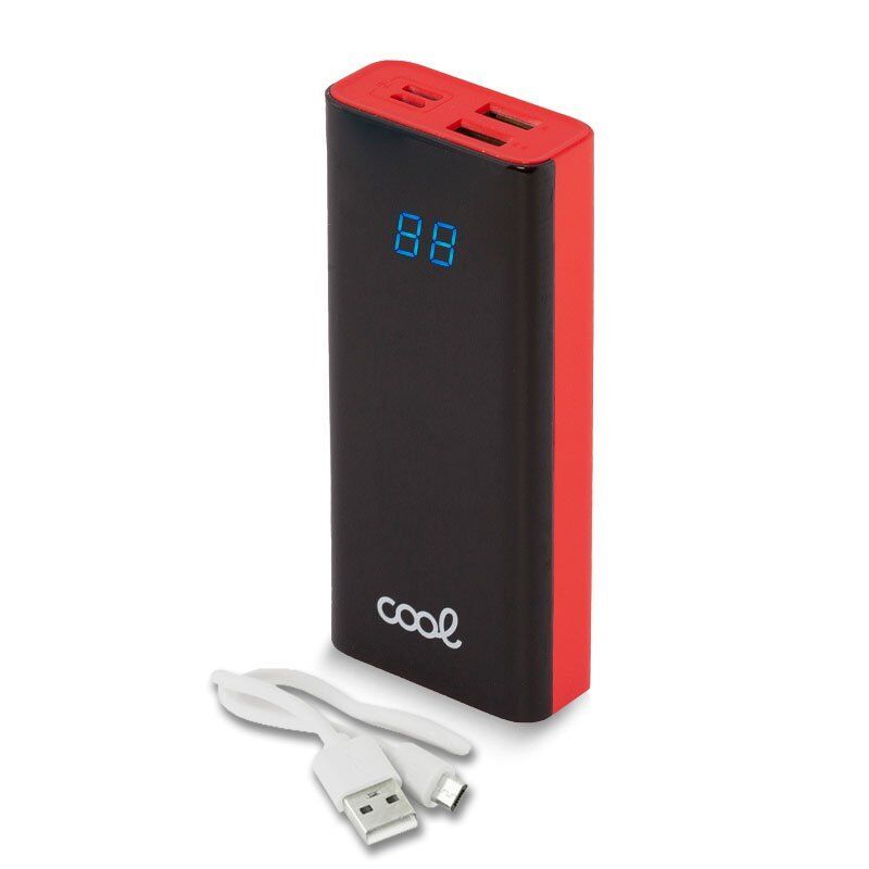 Cool powerbank display 10000mah 2xusb preto-vermelho