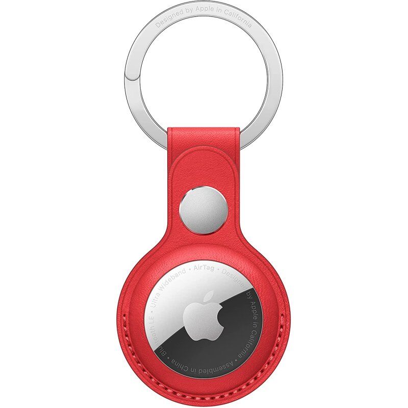 Apple porta-chaves de pele vermelha para airtag