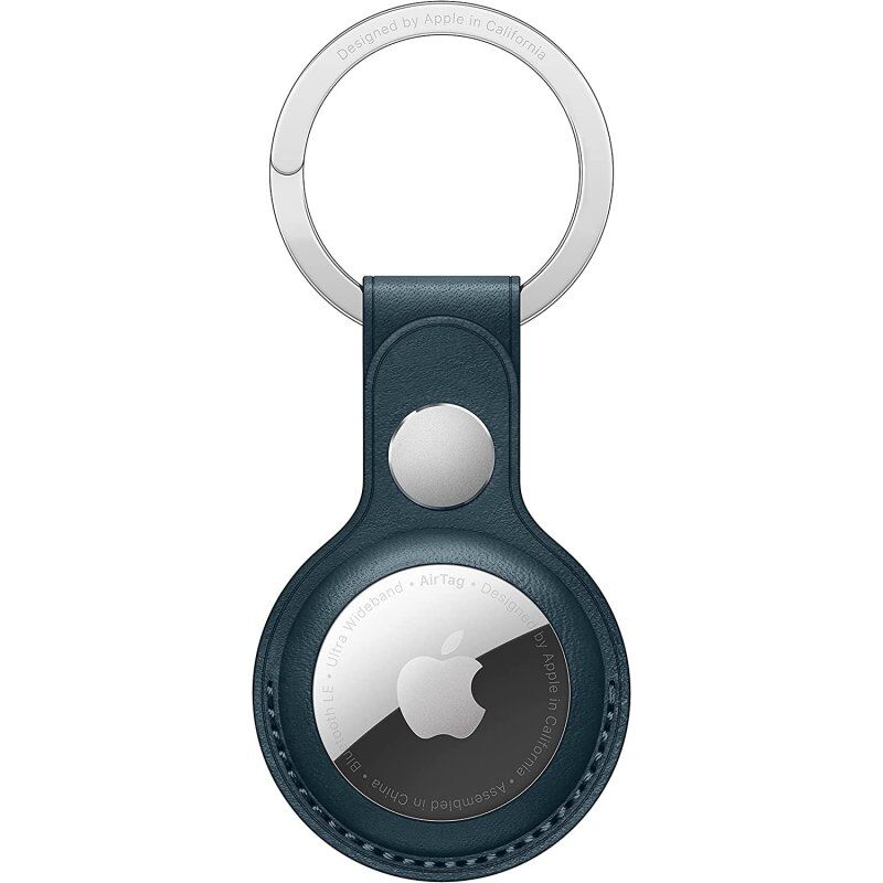 Apple porta-chaves de pele azul para airtag