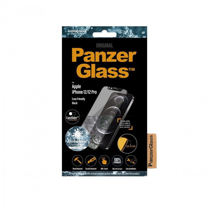 panzer-glass Panzerglass protector cristal templado antibacteriano bloqueo de cámara camslider para iphone 12/12 pro