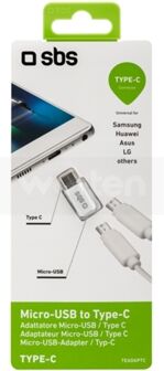 Sbs Adaptador Carga Micro Usb-Type C Branco