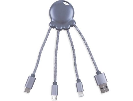 Xoopar Cabo XOOM0004 (USB - MicroUSB - USB-C - Lightning - 7.7 cm - Cinza)