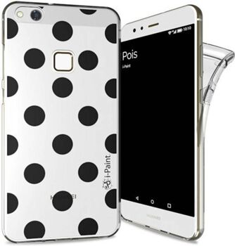 I-Paint Capa Huawei P10 Lite Trendy Pois Preto