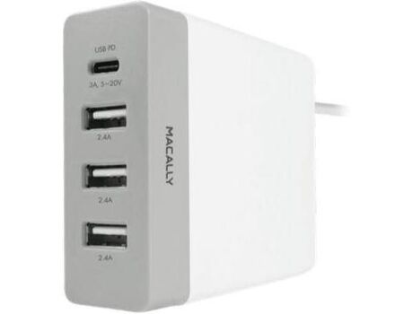 Macally Carregador AC 72W 3USB + USB-C