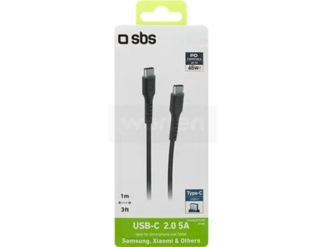 Sbs Cabo USB-C SNS 5A 65W 1m Preto