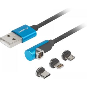 Lanberg 3in1 Premium Magnetisk Kabel Vinklad Qc 3.0 - Blå