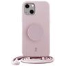 PopSockets Handyhülle Je PopGrip Case f. iPhone 14 Plus 6,7 tum Rose Breath, Laden kabellosor, längenverstellbare Kord