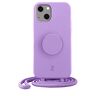 PopSockets Handyhülle Je PopGrip Case f. iPhone 14-6,1 tum, lavendel, kabelloses Laden, längenverstellbare Kordel