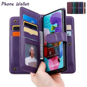 AirGeek For Samsung Galaxy S22 Plus Wallet Case Multi-Functional PU Leather Purse Flip Phone Case For iPhone Huawei Honor Xiaomi Poco Redmi