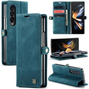 Bluetooth headset For Funda Samsung Galaxy Z Fold 4 Z Fold 3 Case Vintage Folio Flip PU Leather Hard PC Shell Card Holder Kickstand Shockproof Phone Cover