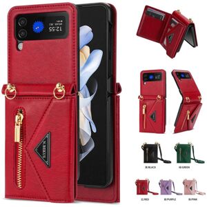 Bluetooth headset Crossbody Wallet Phone Case for Samsung Galaxy Z Flip 4 3 Flip 5 Z Flip3 5G Purse with Card Slot Holder Lanyard Strap Leather Cover