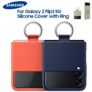 Original Samsung Galaxy Z Flip3 Silicone Cover with Ring For Galaxy Z Flip3 Z Flip 3 Silicone Cover Full Protective Phone Case