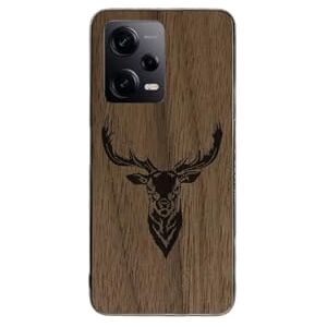 Enowood Xiaomi Redmi Note Handmade Wooden Phone Case - Deer Engraving - Redmi Note 10 - Walnut