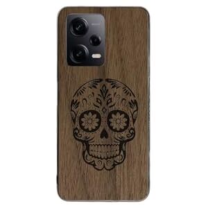 Enowood Xiaomi Redmi Note Handmade Wooden Phone Case - Mexican Skull - Redmi Note 10S - Walnut