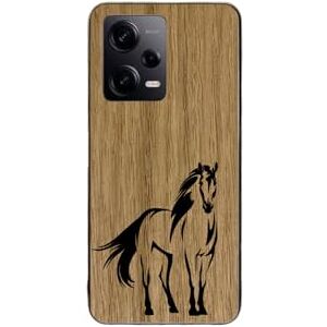 Enowood Xiaomi Redmi Note Handmade Wooden Phone Case - Horse - Redmi Note 10 - Oak