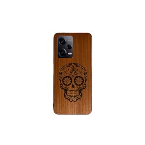 Enowood Xiaomi Redmi Note Handmade Wooden Phone Case - Mexican Skull - Redmi Note 12 - Makore