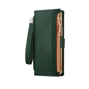 LXYUTY Leather Wallet Case for Samsung Galaxy Z Fold 5/Fold4/Fold3,with Pen Holder Card Slot Zipper Flip Cover,Green,for Galaxy Z Fold 3